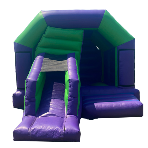 Purple & Green Bouncy Castle with Slide